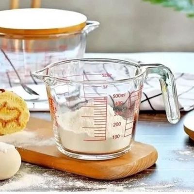 2 Jarras Medidoras 500ml Vidro com Alça Marcação Lyor Copo Medidor para Receitas