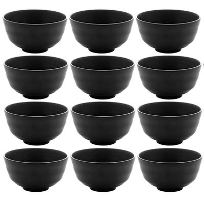 Kit 12 Bowls de Melamina 11,5x6cm Tóquio Servir Shimeji e Ceviche Cumbucas Preto