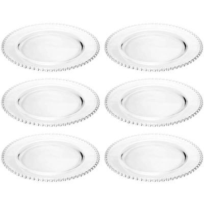 Kit 6 Sousplat de Cristal Wolff 32cm Lugar Americano Redondo Mesa Posta Eventos