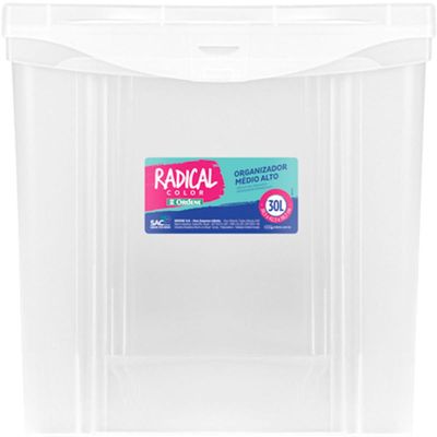 Kit 12 Caixas Organizadoras 30L Multiuso Alta Ordene Transparente Radical Color