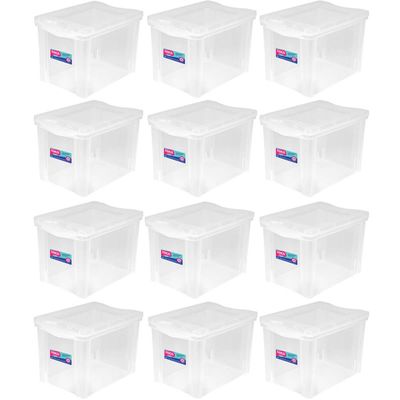 Kit 12 Caixas Organizadoras 30L Multiuso Alta Ordene Transparente Radical Color