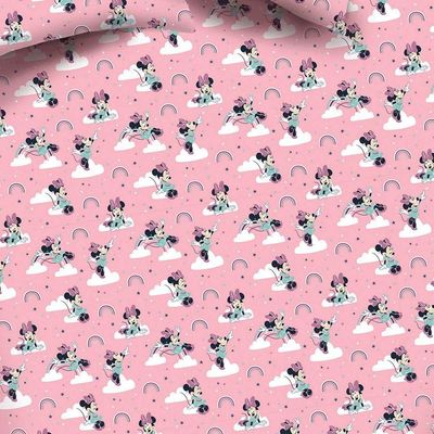 Jogo De Cama Portallar Casal Malha Mista Estampado Disney Minnie Nuvem 3 Peças Rose
