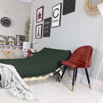 Sofa Cama Casal Futon Oriental Verde Militar Com Madeira Maciça