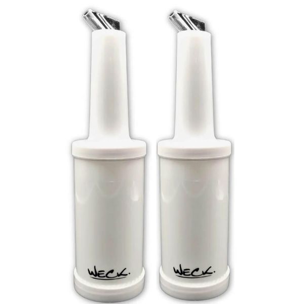 Kit 2 Garrafas Plásticas Store'n Pour 1L Branca Licores Xarope Bar Restaurante