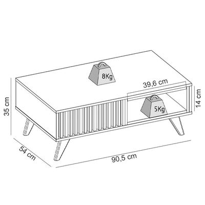 Mesa De Centro Para Sala De Estar 01 Nicho Delta C04 Freijó Off White Matte - Lyam Decor