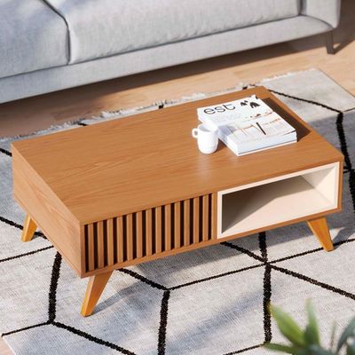 Mesa De Centro Para Sala De Estar 01 Nicho Delta C04 Freijó Off White Matte - Lyam Decor