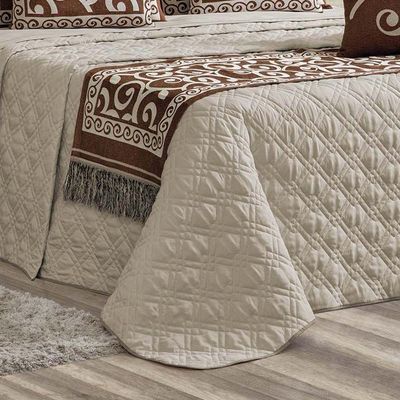 Kit Cobre Leito Colcha Tierry King 5 Peças Hipercal 180 Fios - Cáqui