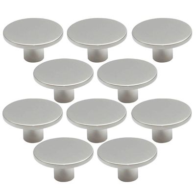 Kit 10 Puxadores 206 Naico Ponto Redondo Cromo Acetinado para Móvel Armários e Gavetas