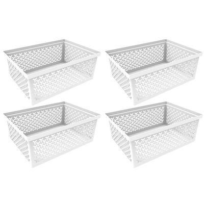 4 Cestos Organizadores G Crippa Grande Branco Retangular Escritório Closet Banheiro Lavanderia