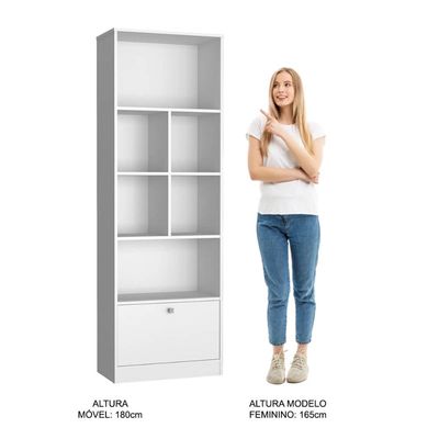 Livreiro Bali com 1 Porta Basculante Nova Mobile Branco Estante para Livros