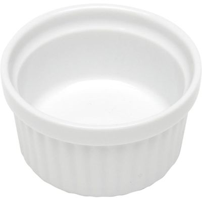 Ramekin Canelado Porcelana 40ml Classic Branco Lyor Molheira Servir Caldas Branco