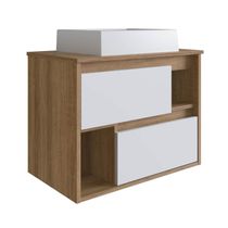 Gabinete Para Banheiro Suspenso 60CM com 2 Gavetas Mel Branco LVP03 Versato Nova Móbile
