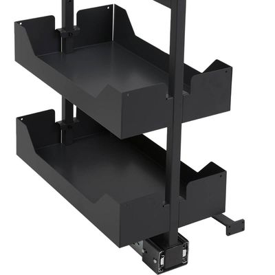 Coluna Baixa Masutti 2 Bandejas 24x48x61cm Preta Corrediça Deslizante Móvel