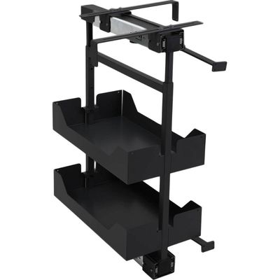 Coluna Baixa Masutti 2 Bandejas 24x48x61cm Preta Corrediça Deslizante Móvel