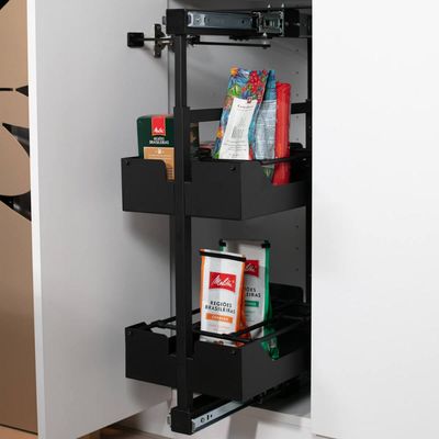 Coluna Baixa Masutti 2 Bandejas 24x48x61cm Preta Corrediça Deslizante Móvel
