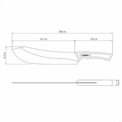 Faca para Carne Tramontina Churrasco Lâmina Aço Inox Escurecido 10"e Cabo de Madeira Madeira