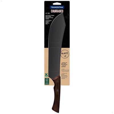 Faca para Carne Tramontina Churrasco Lâmina Aço Inox Escurecido 10"e Cabo de Madeira Madeira