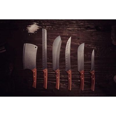 Faca para Carne Tramontina Churrasco Lâmina Aço Inox Escurecido 10"e Cabo de Madeira Madeira