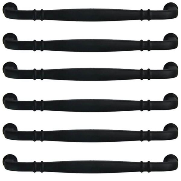 Kit 6 Puxadores Alça Preto Fosco 1767 Grenade Móveis Armários Gavetas