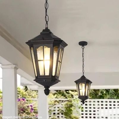 Pendente Luminária de Teto Grega Vintage Retro Colonial E27 Lente Fosca Dital Bivolt