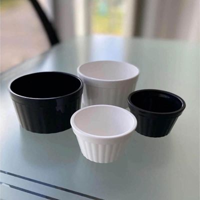 Kit 20 Ramequim Plástico Preto Canelado 60ml Molheira Pequena Uno Coza Restaurante