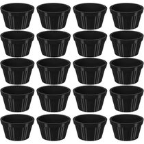 Kit 20 Ramequim Plástico Preto Canelado 60ml Molheira Pequena Uno Coza Restaurante