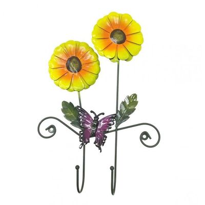Gancho Duplo Girassol Flor Kit 4 Unidades Bolsa Chapeu Lenço Jardim Borboleta Enfeite Decoraçao Casa Entrada
