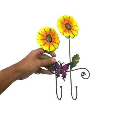 Gancho Duplo Girassol Flor Kit 4 Unidades Bolsa Chapeu Lenço Jardim Borboleta Enfeite Decoraçao Casa Entrada