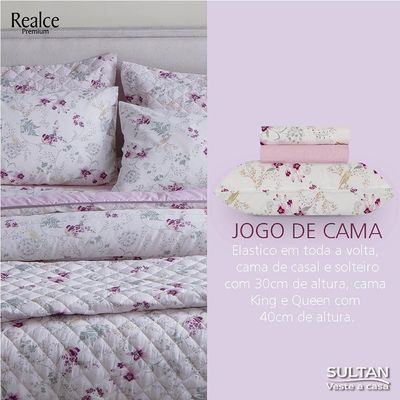Jogo de Cama Duplo Queen 140 Fios Cloe Realce Premium Sultan