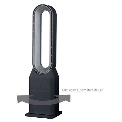 Circulador de Ar Spirit Bladeless com 3 Velocidades Timer Função Bom Sono e Vento Natural Preto com Prata / 220V