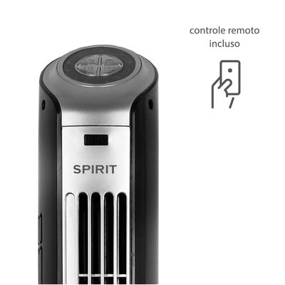 Ventilador de Torre 90cm Spirit Slim 40W de Potência com 3 Velocidades, Função Bom Sono e Vento Natural Prata com Preto / 220V