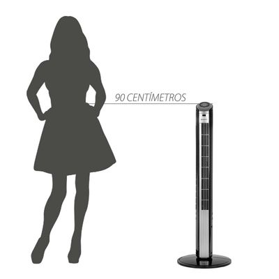 Ventilador de Torre 90cm Spirit Slim 40W de Potência com 3 Velocidades, Função Bom Sono e Vento Natural Prata com Preto / 220V