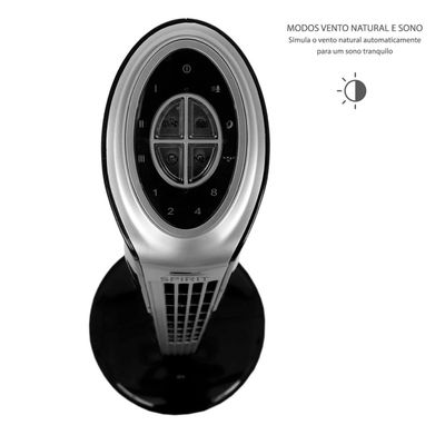 Ventilador de Torre 90cm Spirit Slim 40W de Potência com 3 Velocidades, Função Bom Sono e Vento Natural Prata com Preto / 220V