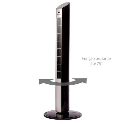 Ventilador de Torre 90cm Spirit Slim 40W de Potência com 3 Velocidades, Função Bom Sono e Vento Natural Prata com Preto / 220V