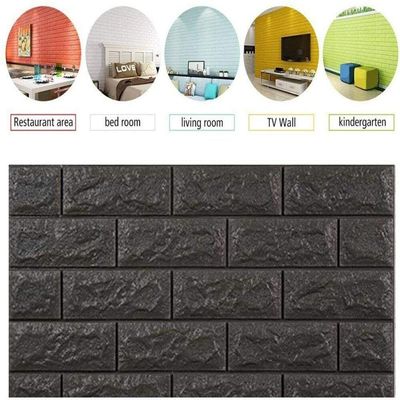 Papel De Parede Painel 3d Tijolo Preto Placa Auto Adesivo 77x70cm Revestimento Espuma Autocolante