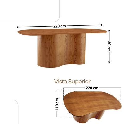 Mesa De Jantar Suiça 220cm Madeira Tampo Laminado Orgânico Jade / Imbuia Nat.