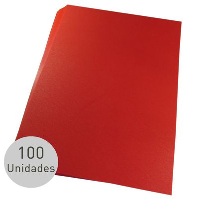 Capa para encadernação A3 Vermelha PP Couro 0,30mm 100un