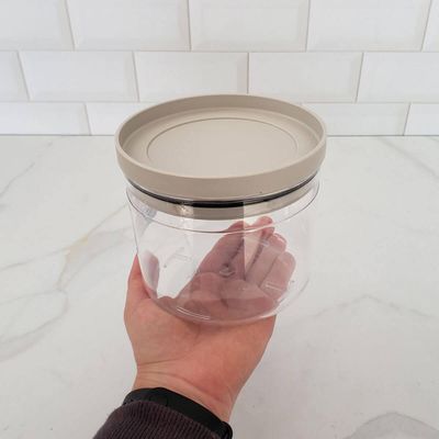 Pote Hermético Porta Mantimentos 1 Litro Transparente com Tampa Plástico Soprano Cinza