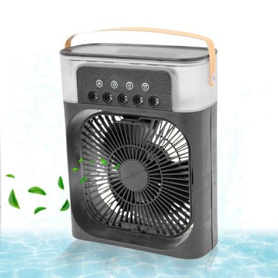 Ventilador Portátil Iluminação Umidificador Climatizador Usb De Mesa Preto