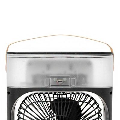 Ventilador Portátil Iluminação Umidificador Climatizador Usb De Mesa Preto