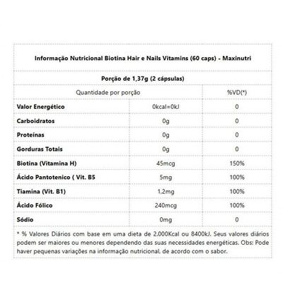 Biotina Hair E Nails Vitamins 60 Caps