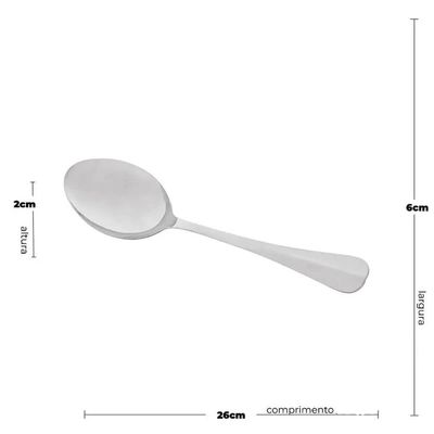 Kit 6 Colheres Aço Inox Servir Positano 26cm Lyor Colher Arroz Restaurante Sobremesas Assados