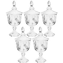 5 Bombonieres de Vidro Cristal Potiches Pedestal Lyor Dublin 400ml Baleiros Decorativos