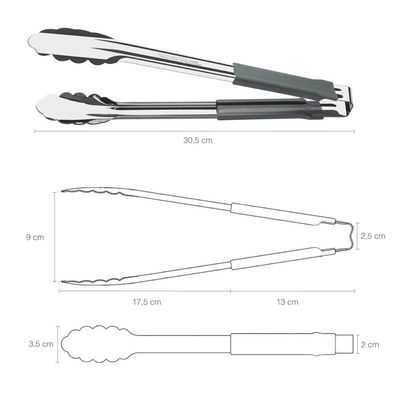 Pegador Inox Cabo Emborrachado Utilitá Cinza 30cm Tramontina
