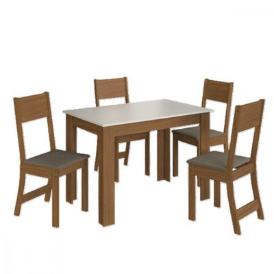 Conjunto De Mesa 1,08cm Belgica Com 4 Cadeiras Indekes Freijo/off White/cacau