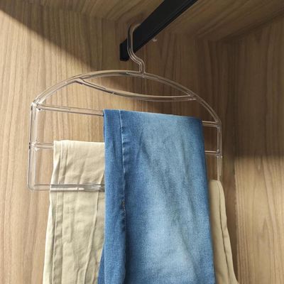 50 Cabides Transparentes Triplos para Calças Loja Closet Guarda Roupas Cinquetti