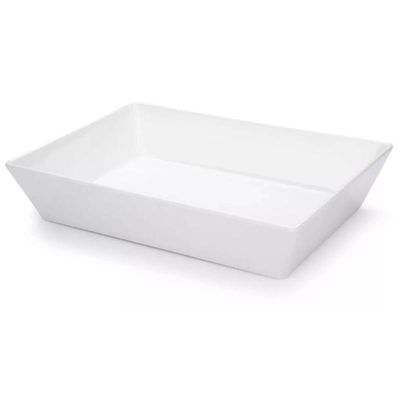 Kit 6 Travessa Retangular 2,2l Branca Servir a Mesa Salada Sobremesa Risoto Coza