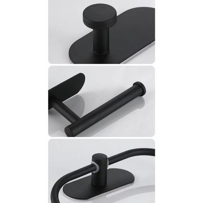 Kit Acessórios Banheiro Inox Autoadesivo Com 5 Peças Preto