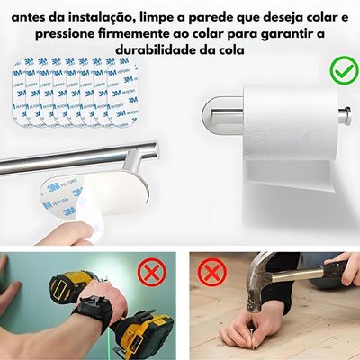 Kit Acessórios Banheiro Inox Autoadesivo Com 5 Peças Preto