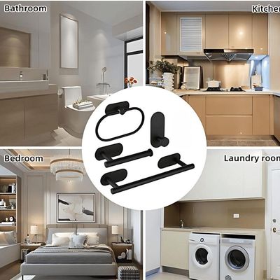 Kit Acessórios Banheiro Inox Autoadesivo Com 5 Peças Suporte